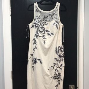 Embroidered ivory floral gown